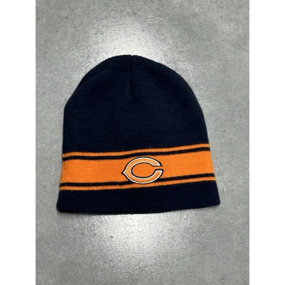 Chicago Bears Miller Lite Knit Beanie Hat NFL Football Winter Cap Blue Orange - Picture 1 of 2